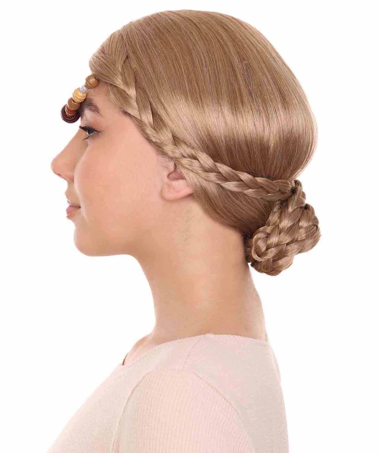 中世ルネッサンスエレガントプリンセス編み込みブロンドウィッグ H-3823 エレガントプリンセス編み込みブロンドウィッグ プレミアム 通気性の良い キャップレスキャップ