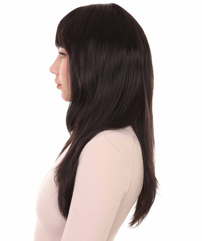 ハロウィンパーティー プレミアム 女性用 H-2845 ロング ウェーブ ブラック ウィッグ