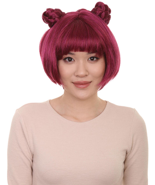 女性用アニメバンズウィッグ H-4620 ダークパープルバンズ コスプレパーティーウィッグ プレミアム通気性キャップレスキャップ