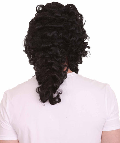 ハロウィンパーティ 男性用 H-4286 コロニアルカーリー黒歴史的ウィッグ プレミアム通気性キャップレスキャップ