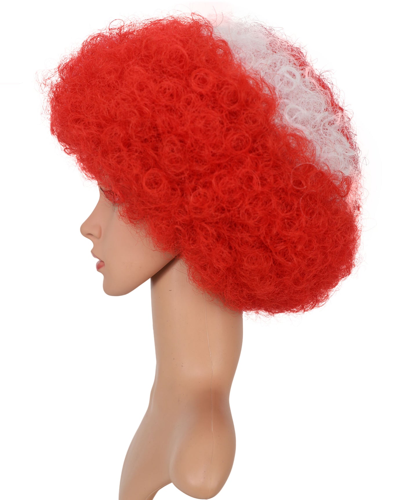 Wigs2you FWG-001 トルコ国旗アフロピエロウィッグ｜11インチ レッドカーリー合成ウィッグ（星柄）｜パーティー＆全国イベント用ウィッグ