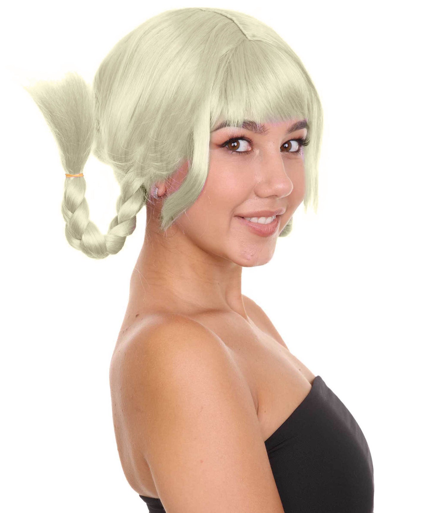 ピッピブラウンガール女性用ウィッグ H-1649 編み込みコスプレハロウィンウィッグ プレミアム通気性キャップレスキャップ