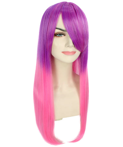 女性 ピンク ロング ストレートウィッグ H-5103 プレミアム 通気性の良いキャップレスキャップ