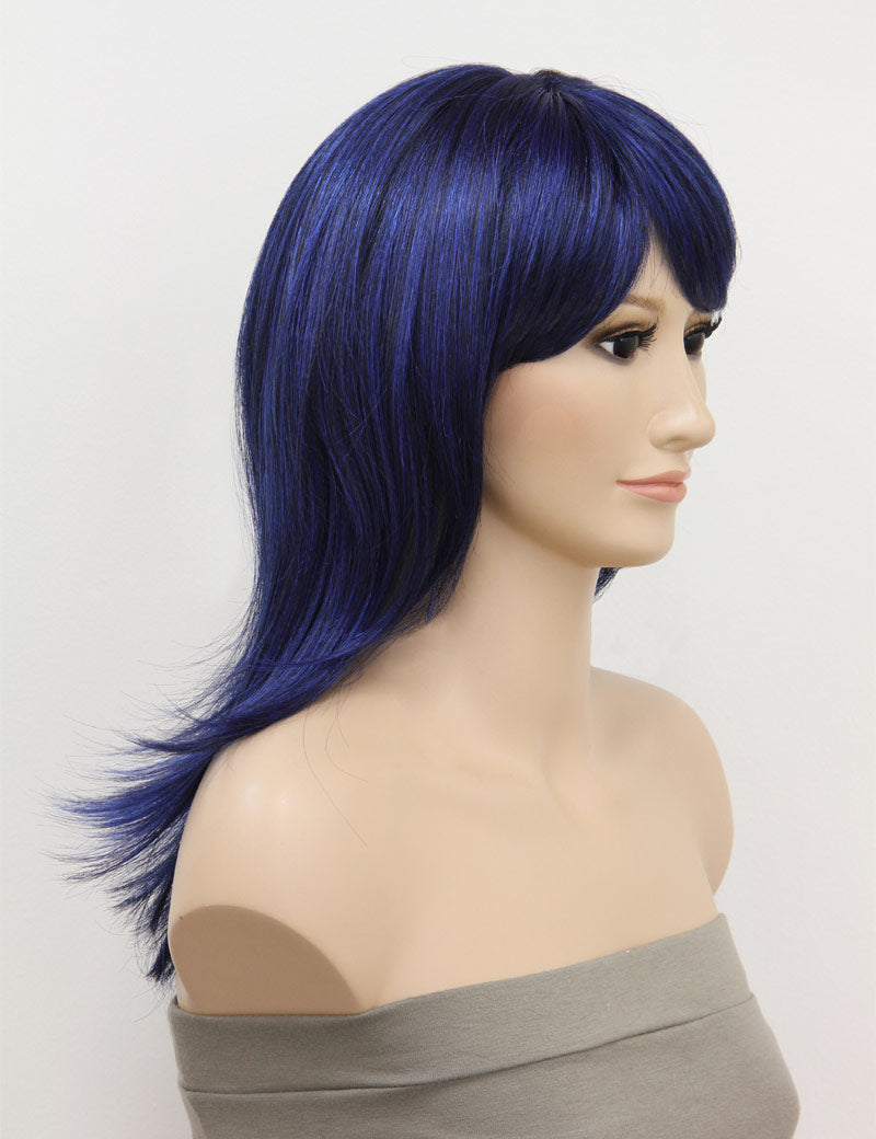 ハロウィンパーティープレミアムレディース W-303 ミッドナイトブルーミックス ファンシーキャラクターファッションウィッグ ソフト合成繊維