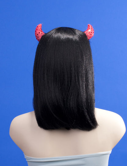 プレミアムレディース H-139 ブラックレッドHL パーティー準備完了 豪華なハロウィンウィッグ