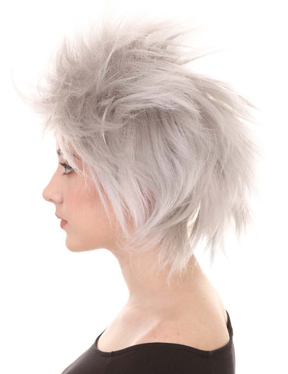 Wigs2you ハロウィンパーティープレミアムレディース H-1449 着やすい快適なフィット感 80 年代女性ロックスタイルグレーカラーウィッグ