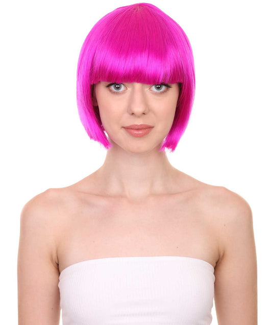 ネオンフューシャボブ女性用ウィッグコレクション H-3299 パーティー準備完了の華やかなコスプレハロウィンウィッグ プレミアム通気性のあるキャップレスキャップ