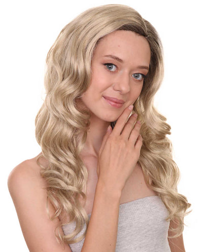 プレミアムハロウィンパーティーレディ H-5424 ロングレングス ウェービー スターガールスーパーヒーローウィッグ ブロンド