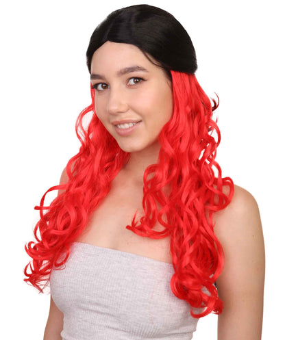 Wigs2youハロウィンパーティープレミアムレディースH-1935 着けやすい 非常に快適 黒と赤のロングウェービーウィッグ