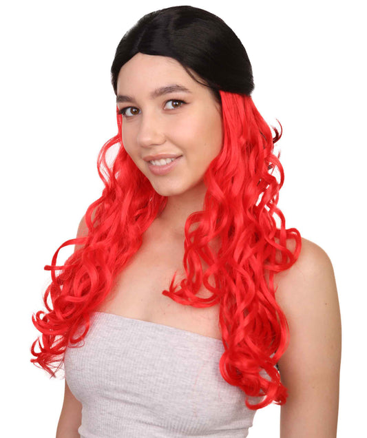 Wigs2youハロウィンパーティープレミアムレディースH-1935 着けやすい 非常に快適 黒と赤のロングウェービーウィッグ