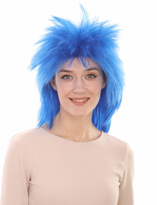 Wigs2you ハロウィン パーティー プレミアム H-1316 簡単に着用でき 快適なフィット感 80 年代女性ダークブルー ロッカー スタイルウィッグ
