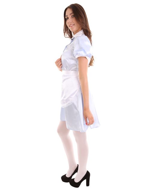 大人用女性の JCO-328_1 フレンチエプロンメイド制服 ライトブルー コスプレコスチューム