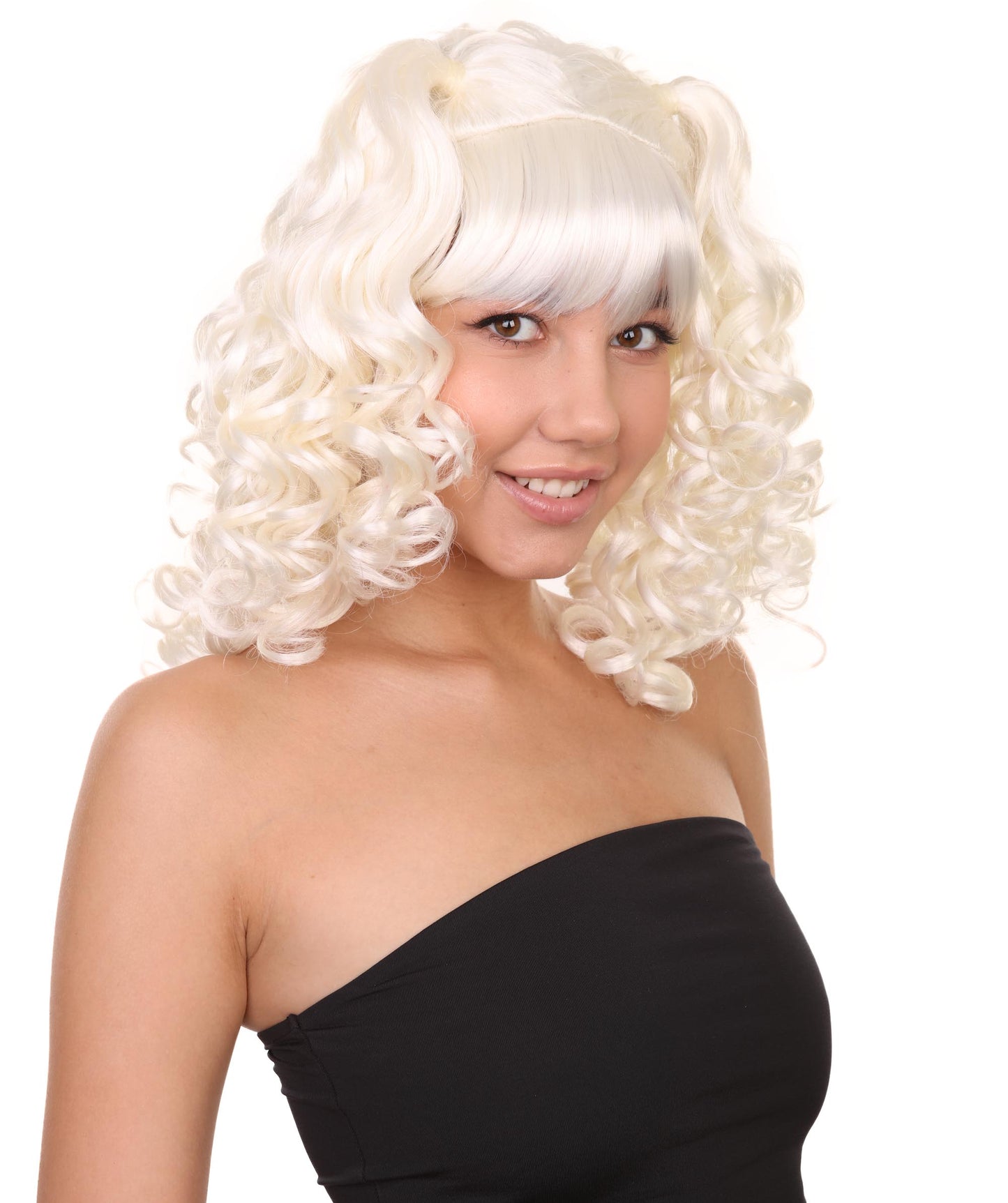 女性用コロニアルレディ ホワイトウィッグ1 H-4552 歴史的ウィッグ プレミアム通気性キャップレスキャップ