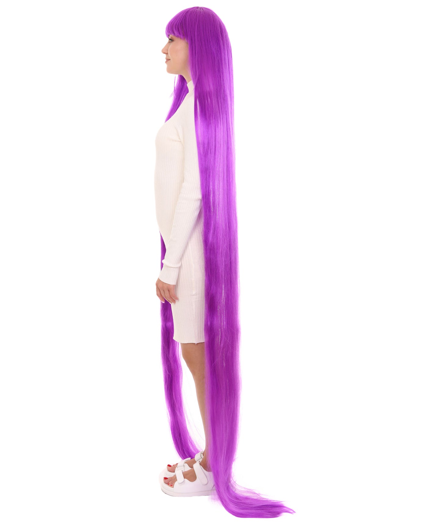70エクストラロングネオンパープル女性用ウィッグコレクション H-3262 華やかなハロウィンウィッグ プレミアム通気性のあるキャップレスキャップ