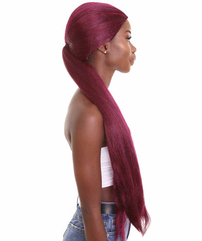 ハロウィンパーティープレミアム H-5251 女性用ロングスリークパープルポニーテールラッパーウィッグ パープル