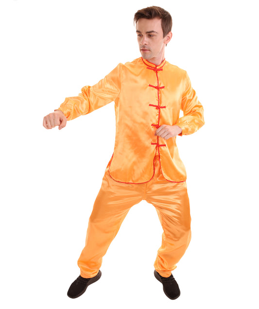 大人用メンズ JCO-269_10 中国の伝統的なカンフー オレンジサテン 制服 コスプレ衣装
