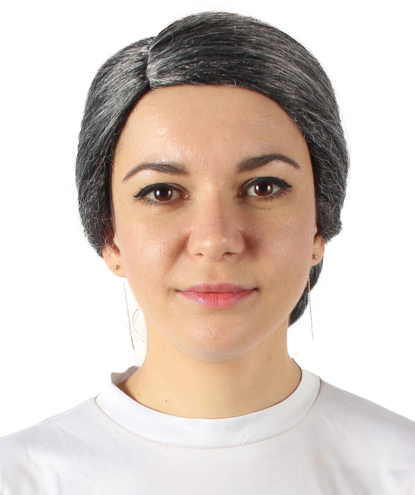 ハロウィンパーティプレミアムレディース H-5752 ダークグレイ年配の女性のバンウィッグ