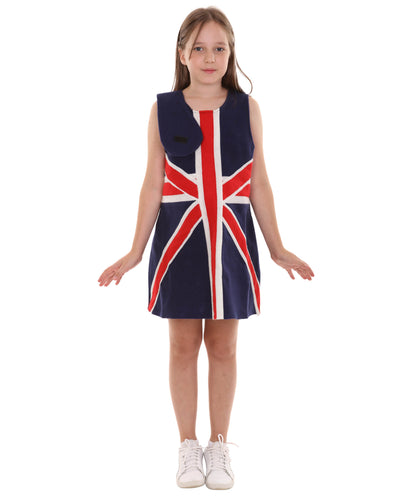 子供用女の子 JCO-191(Kids) パトリオティックな祝賀 イギリス フラッグ トロール ドレス スポーツ コスチューム パトリオティック コスプレ コスチューム