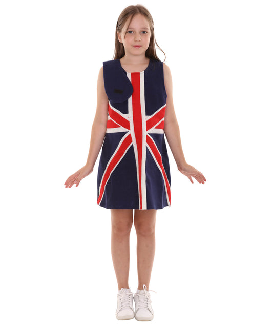 子供用女の子 JCO-191(Kids) パトリオティックな祝賀 イギリス フラッグ トロール ドレス スポーツ コスチューム パトリオティック コスプレ コスチューム