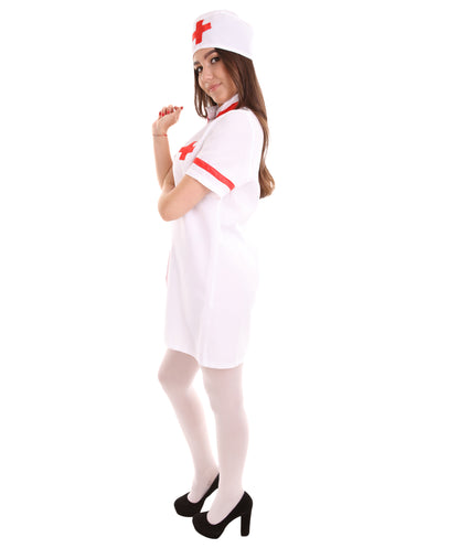 女性 JCO-420 のナースコスチューム ホワイトとレッドコスプレコスチューム