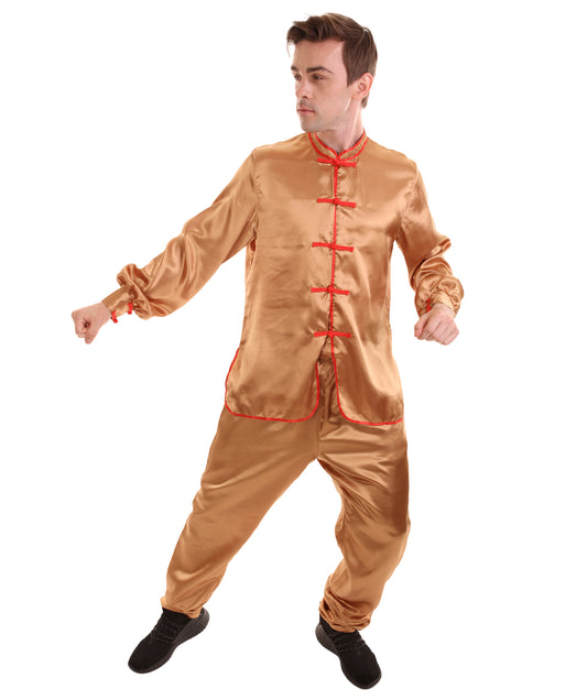 大人用メンズ JCO-269_3 中国の伝統的なカンフー ブラウンサテン 制服 コスプレ衣装