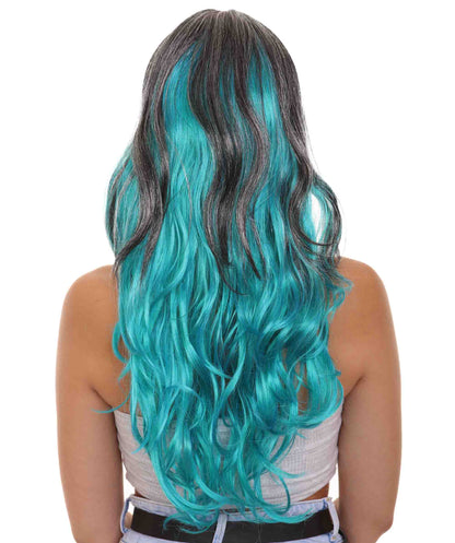 Wigs2you ハロウィンパーティープレミアムレディース H-1864 華やかに見えるツートーングレー＆ブルーカールウィッグ