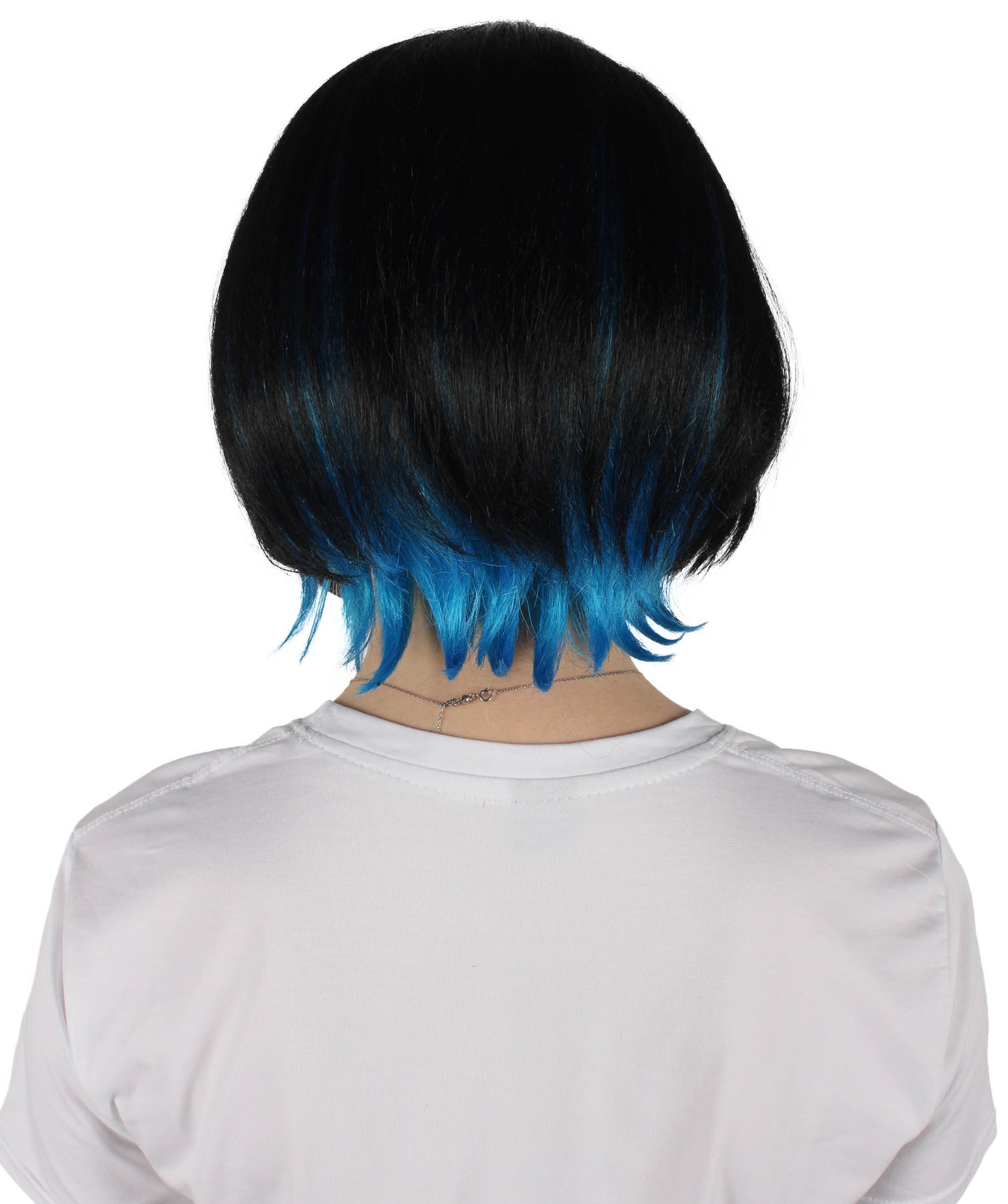 Wigs2you H-6920 マーキュリーウィッチ ブラック＆ブルー アニメ風ショートウィッグ（女性用）｜ハロウィンにぴったり｜難燃性合成繊維