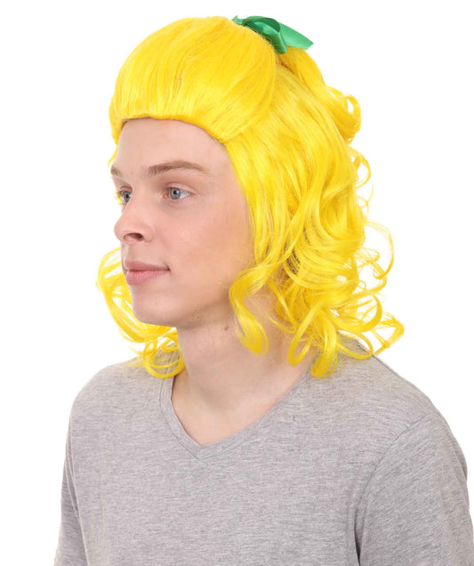 アグリー シスター 男性用 H-1559 フェアリーテール ウィッグ イエロー ハロウィン ウィッグ プレミアム通気性キャップレスキャップ