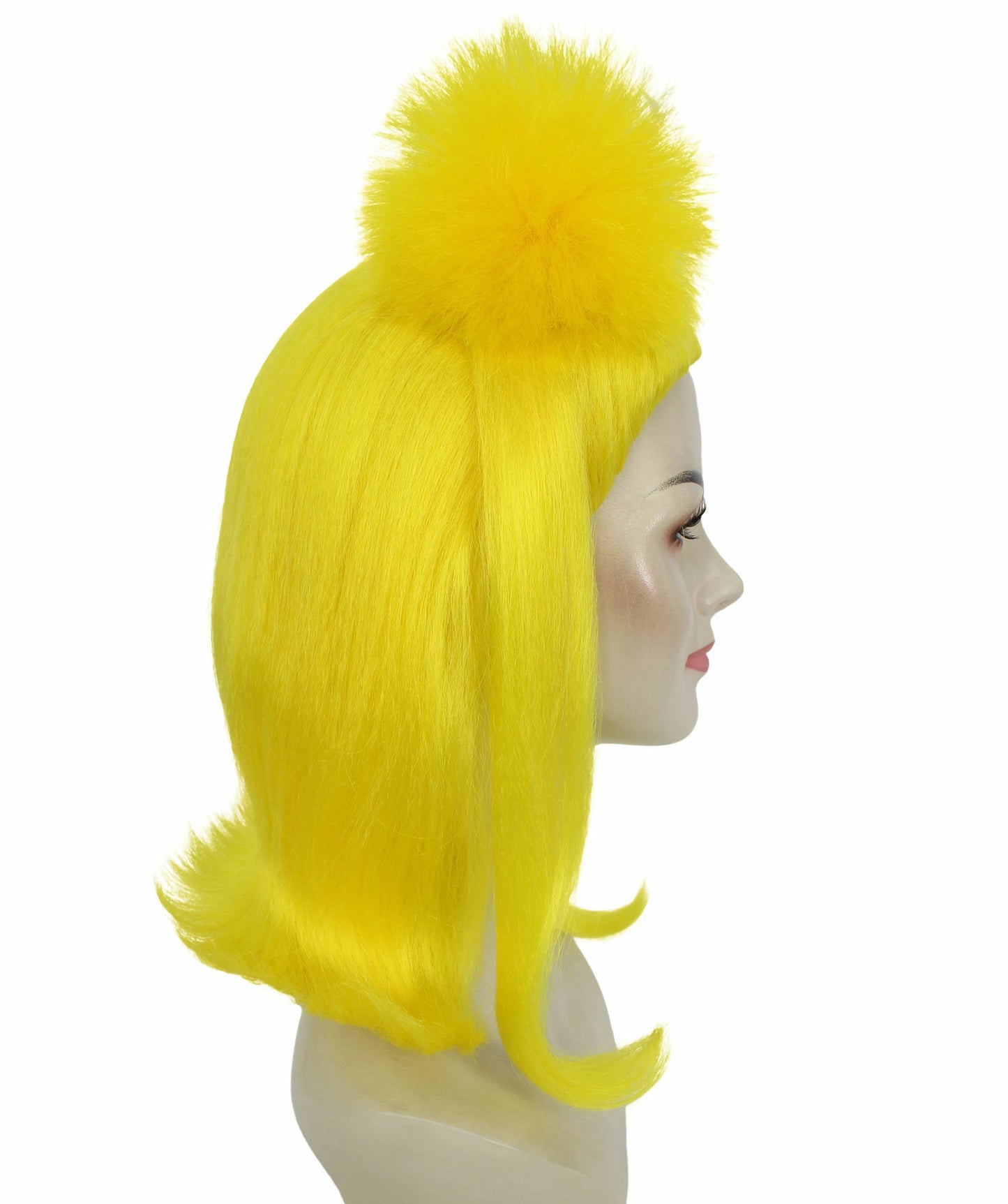 H-6257 イエロー ドラッグクイーン コスプレウィッグ 女性用 カナダ・イギリス風アップヘア 難燃性合成繊維