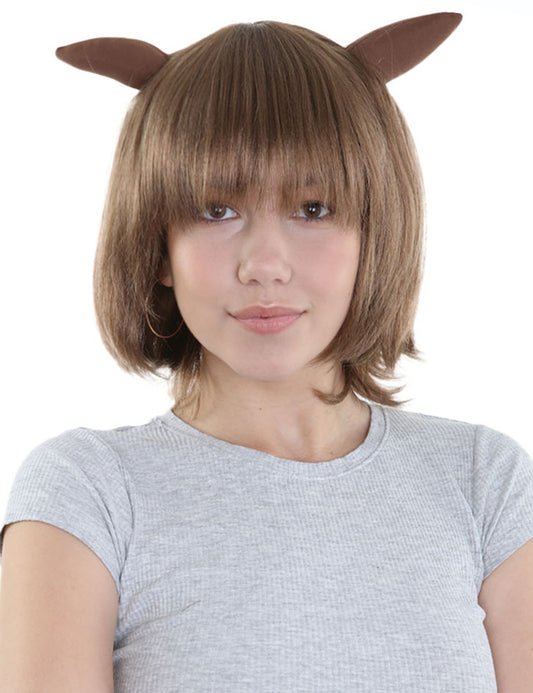 H-304鹿天使婦人用 茶色のコスプレかつらと耳 。