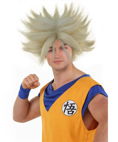 Wigs2you H-4818 メンズ ドラゴンボールZ スーパーサイヤ人トランクス スパイクブロンドウィッグ プレミアム通気性 キャップレスキャップ TVや映画用