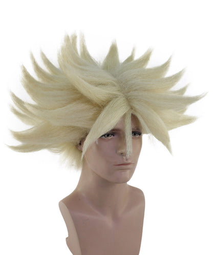 Wigs2you H-4818 メンズ ドラゴンボールZ スーパーサイヤ人トランクス スパイクブロンドウィッグ プレミアム通気性 キャップレスキャップ TVや映画用