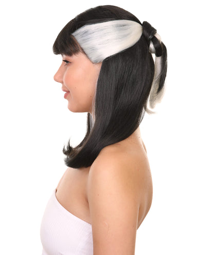 Wigs2you H-5469 レディース ウィザード風 ウィッグ ブロンド×ブラック 41cm ミディアム ツートンカラー ストレート 魔法使い風 コスプレ ハロウィン 仮装 パーティー