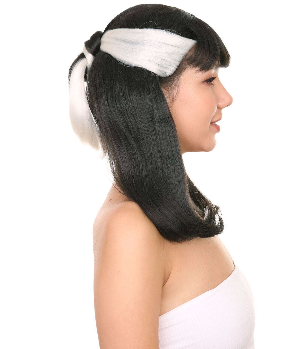 Wigs2you H-5469 レディース ウィザード風 ウィッグ ブロンド×ブラック 41cm ミディアム ツートンカラー ストレート 魔法使い風 コスプレ ハロウィン 仮装 パーティー