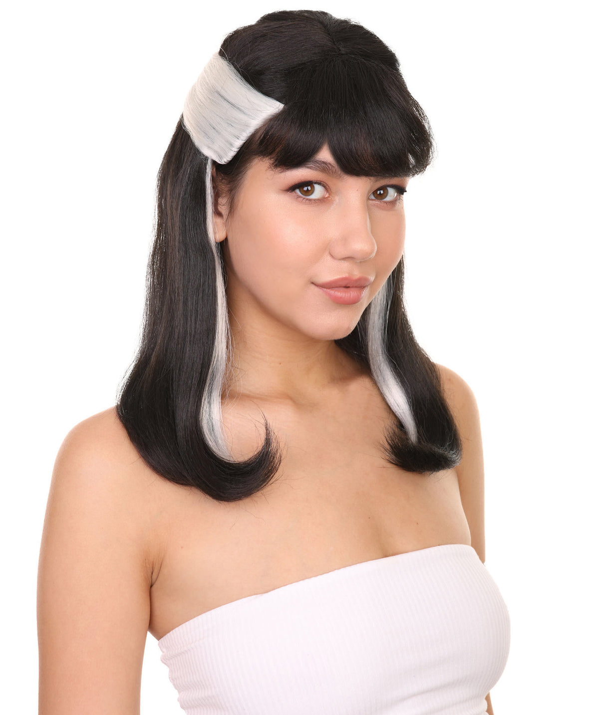 Wigs2you H-5469 レディース ウィザード風 ウィッグ ブロンド×ブラック 41cm ミディアム ツートンカラー ストレート 魔法使い風 コスプレ ハロウィン 仮装 パーティー
