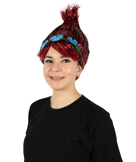 Wigs2you H-6394 大人用アニメ映画キャラクター スパイク ティンセル トロール ウィッグ 花付き I マルチカラー コスプレウィッグ I ティンセル素材