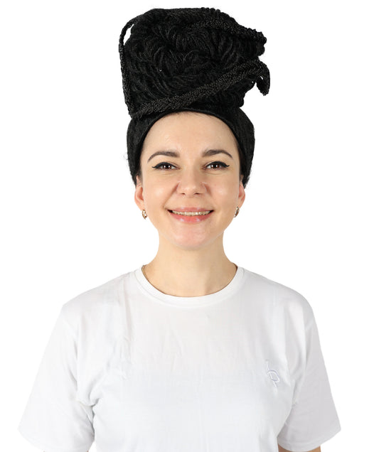 Wigs2you H-6857 レディース ルピタ・ニョンゴ風ロングカーリーブラックウィッグ - プレミアム難燃性合成繊維ヘア、通気性キャップ付き