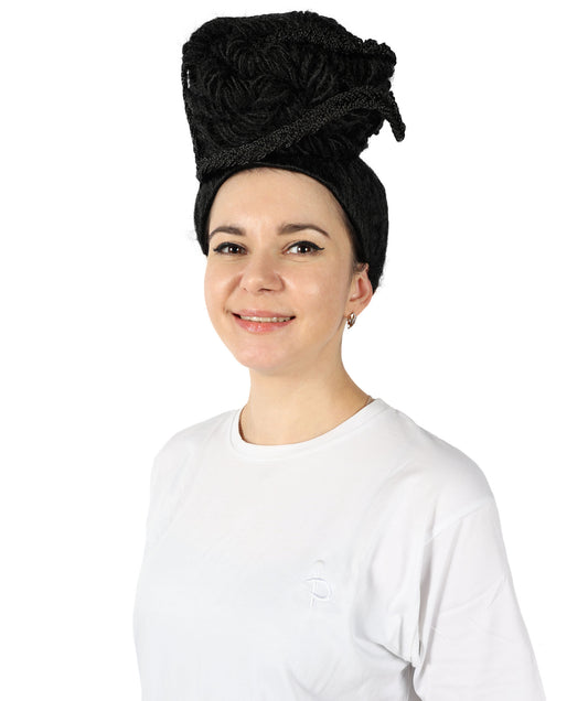 Wigs2you H-6857 レディース ルピタ・ニョンゴ風ロングカーリーブラックウィッグ - プレミアム難燃性合成繊維ヘア、通気性キャップ付き