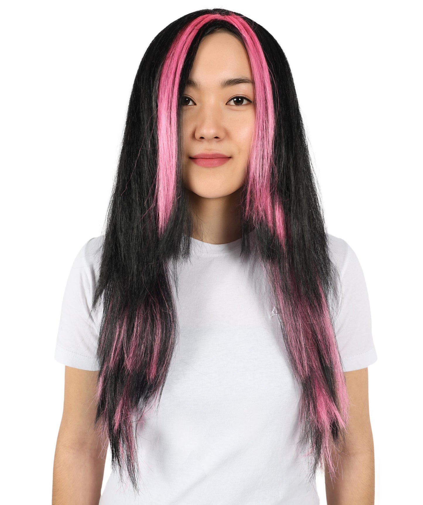 Wigs2you H-6875 大人女性用 人気ファッションロング ブラック＆ピンク ミックス ストレートヘアウィッグ | スタイリッシュでトレンディなウィッグ。普段使い、パーティー、コスプレに最適。快適で軽量。