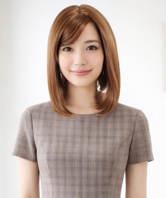 Wigs2you H-6902 女性用 11インチ ショートボブウィッグ | ライトブラウン合成繊維使用 | 手植え・自然な軽量通気性キャップ付きウィッグ