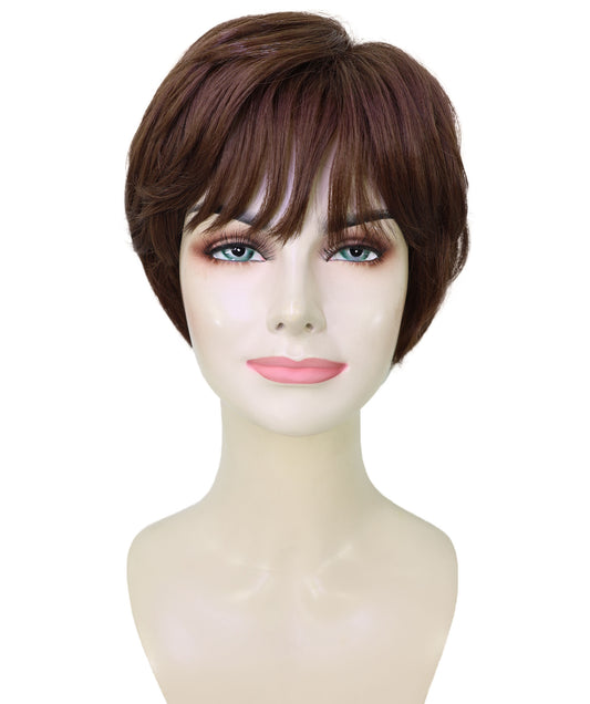 Wigs2you H-6903 女性用 11インチ ブラウンショートウィッグ | 耐熱性合成繊維使用 | 自然で軽量な通気性キャップ付きウィッグ