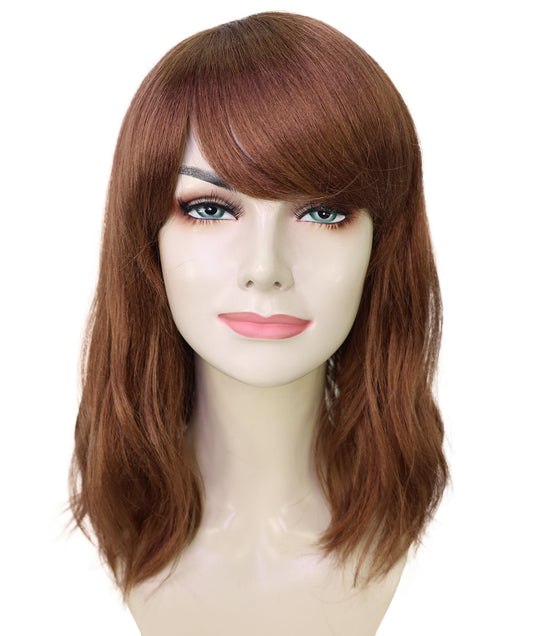 Wigs2you H-6904 女性用 15インチ ハニーブラウン ウェーブ フルウィッグ（前髪付き）| 耐熱性合成繊維使用 | 自然で軽量な通気性キャップ付きウィッグ
