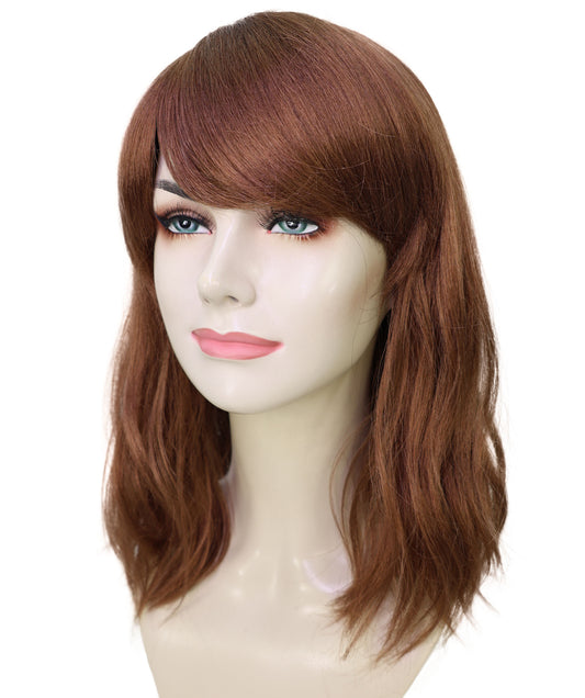 Wigs2you H-6904 女性用 15インチ ハニーブラウン ウェーブ フルウィッグ（前髪付き）| 耐熱性合成繊維使用 | 自然で軽量な通気性キャップ付きウィッグ