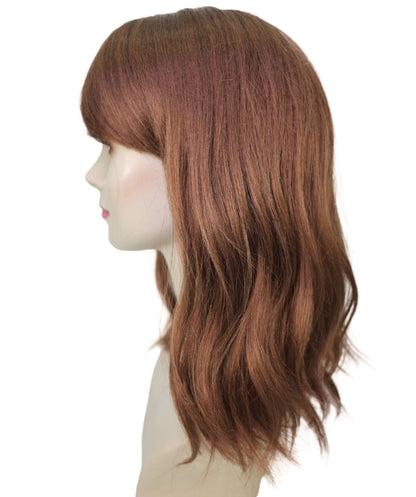 Wigs2you H-6904 女性用 15インチ ハニーブラウン ウェーブ フルウィッグ（前髪付き）| 耐熱性合成繊維使用 | 自然で軽量な通気性キャップ付きウィッグ