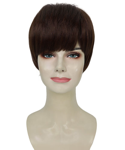 Wigs2you H-6905 女性用 10インチ ブラウン ショートボブウィッグ（前髪付き）| 耐熱性合成繊維使用 | 自然で軽量な通気性キャップ付きウィッグ