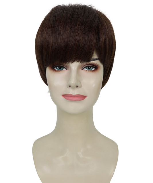 Wigs2you H-6905 女性用 10インチ ブラウン ショートボブウィッグ（前髪付き）| 耐熱性合成繊維使用 | 自然で軽量な通気性キャップ付きウィッグ
