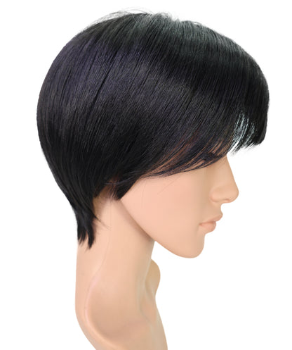 Wigs2you H-6907 男性用 10インチ ブラック あご丈ボブウィッグ（前髪付き）| 耐熱性合成繊維使用 | 自然で軽量な通気性キャップ付きウィッグ