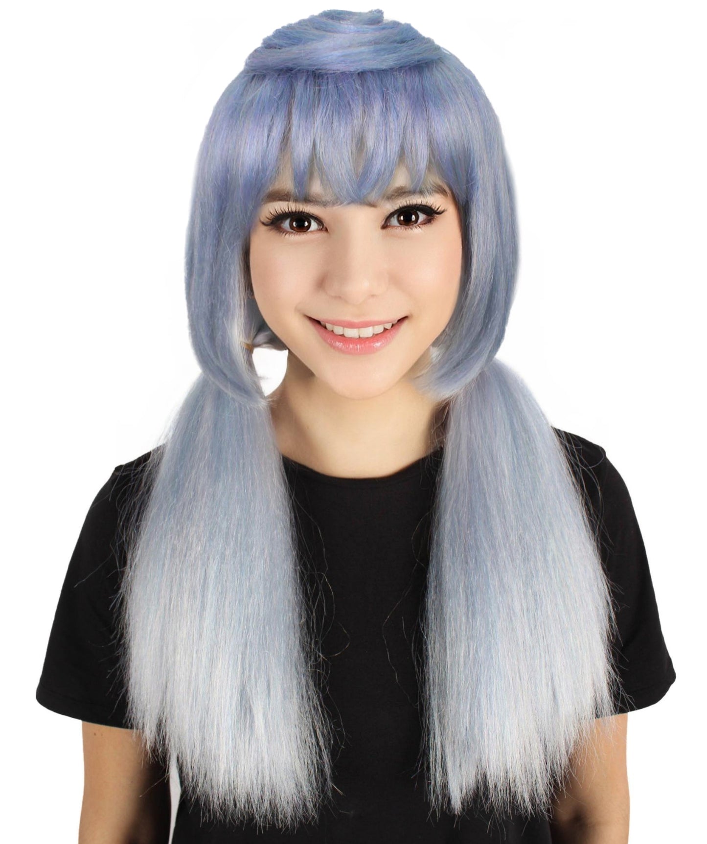 Wigs2you H-6914 大人用レディース ロング ライトブルー ストレート ポニーテール ゲーミング コスプレウィッグ｜ハロウィンに最適｜難燃性合成繊維