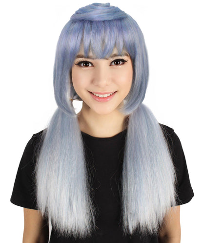 Wigs2you H-6914 大人用レディース ロング ライトブルー ストレート ポニーテール ゲーミング コスプレウィッグ｜ハロウィンに最適｜難燃性合成繊維