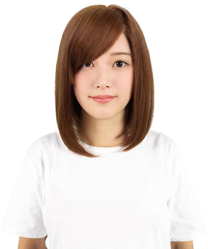 Wigs2you H-6902 女性用 11インチ ショートボブウィッグ | ライトブラウン合成繊維使用 | 手植え・自然な軽量通気性キャップ付きウィッグ